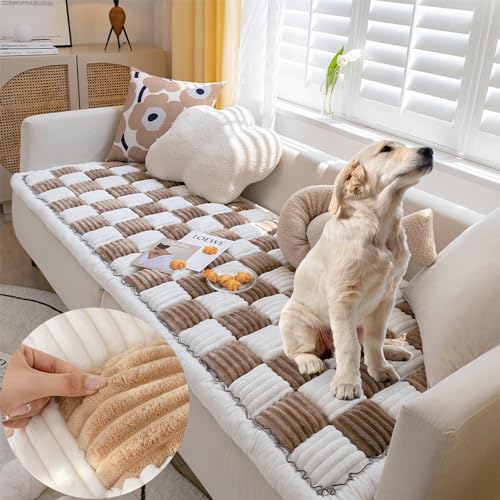 Fuzzy Pet Couch Covers for Sofa, Couch Protector for Dogs, Sofa Covers Waterproof Washable, Protect Your Sofa from All Stains, Damage, Wear, and Tear (24x24 inch (Mini),Khaki) von Cemssitu