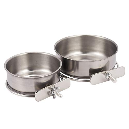 Cenlin 2 Pack Papagei Futter Tassen mit Klemme Edelstahl Futter NäPfe Dish Feeder für Nymphensittich, Conure, Wellensittiche, Sittich Papagei, Ara, Kleintier von Cenlin