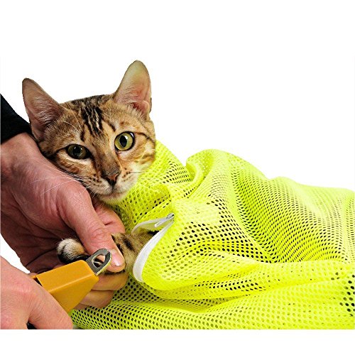 Cenlin Haustier-Katzen-Pflege-waschende -Tasche, verkratzende beissende Rueckhalte-Polyester-Ineinander greifen-Tasche Fuer Dusche, Reinigungs-Ohr, Ausschnitt-Naegel, Medizin-Fuetterung von Cenlin