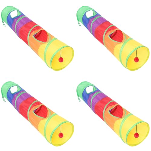 Censous 4 x Katzentunnel für Haustiere, faltbar, für den Innen- und Außenbereich, Kitty Puppy, Spielzeug für Puzzle, Übung, Training, Verstecken und funktioniert mit der Spasskugel von Censous