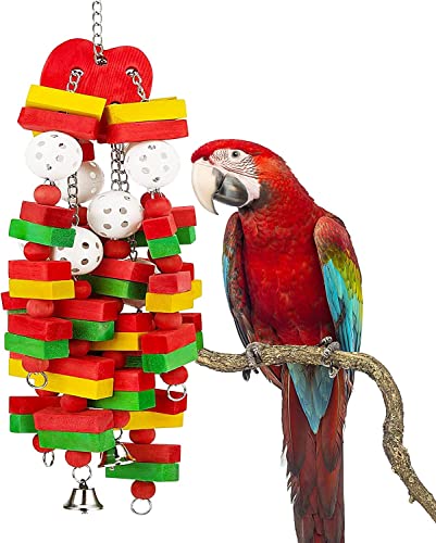 Extra Large Bird Parrot Toys，Nature Durable Wood Blocks Bird Chewing Toys， Perfect for Cockatoos、African Grey Amazon Parrots、Large Medium Parrot Birds von Cenyo