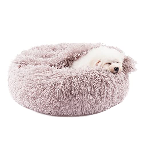 HIMAX Calming Dog Beds for Small, Medium Dogs and Cats, Round Dog Bed with Blanket Attached, Donut Dog Bed & Cat Bed (20"/26"/35") von Cenyo