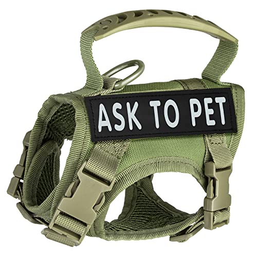 bvya Tactical Nylon Small Dog Vest Harness Adjustable Comfy Mesh Padding Puppy Vest with Quick-Release Buckle and Rubber Handle for Small Dog, Reflective Ask to PET Included von Cenyo