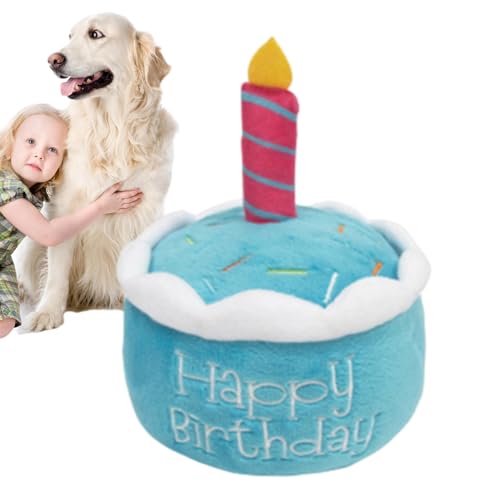 Ceolup Gefülltes Geburtstagskuchen-Hundespielzeug, Hunde-Geburtstags-Plüschtier,Plüsch-Kuchen-Hundespielzeug - Plüsch-Hundespielzeug, kreative Geburtstagsgeschenke für Hunde, waschbares, langlebiges von Ceolup