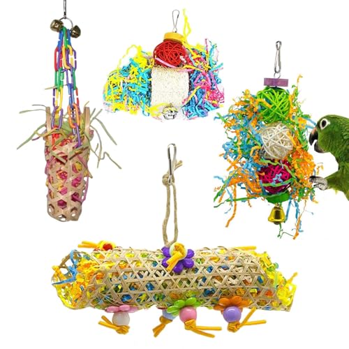 Ceprznvey Vogelspielzeug für Vögel | 4-teiliges Bohrspielzeug für Wellensittiche – buntes Kauset für Papageien, zum Aufhängen, Sitzstangen, Gitter, Klettern, Dressur, Conures Ceprznvey Vogelspielzeug für Vögel | 4-teiliges Bohrspielzeug für Wellensittiche – buntes Kauset für Papageien, zum Aufhängen, Sitzstangen, Gitter, Klettern, Dressur, Conures von Ceprznvey