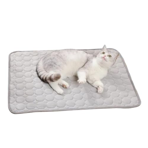 Haustier-Kühlmatte, coole Katzen-Decke, Hundebett, Eisseide, atmungsaktiv, waschbares und wiederverwendbares Design, für Training, Schlafen, Reisen, 50 x 40 cm, Blau, 1 Stück von Ceprznvey