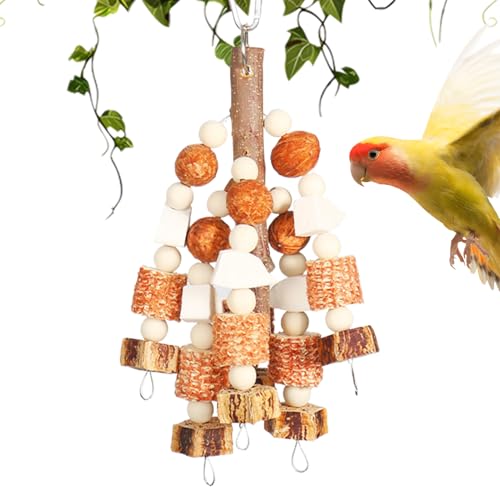 Interactive Parrot Kaugummi, Wooden Nut String Cage Accessory, Engaging Bird Game, Durable Applewood & Bite-Resistant Design, Enrichment Play for Cockatiels Lovebirds Macaws von Ceprznvey