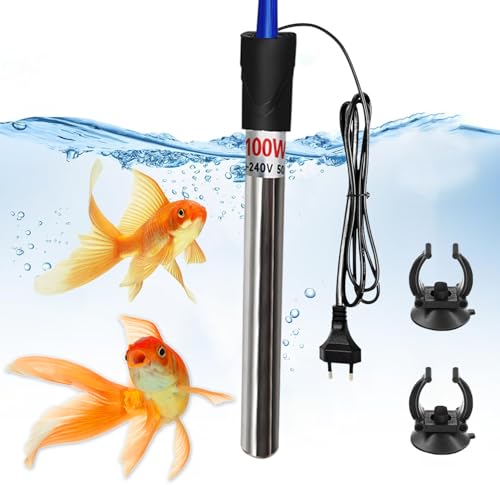 Cerkkapo 100W Aquarium Heizung, 304 Edelstahl Aquarium Heizer, Aquarium Heizung Mit Saugnäpfen,Temperatur Einstellbare Heizstab Aquarium,Aquarium Heizstab, zum Fischtanks und Aquarium(18-34℃, 220V) von Cerkkapo