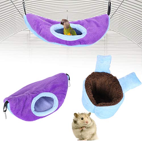 Hamster Hängematte, Hängematte hängendes Bett Hamster Sofa Flanell mit Haken für Ratte für Kleintiere(blue purple) von Shanrya