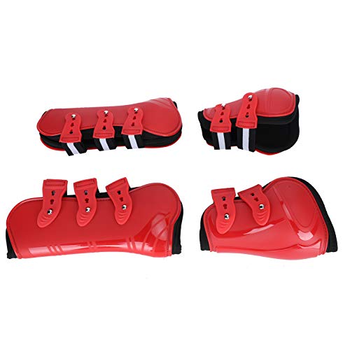 Hindernis Pferdebeinschutz, verdickter vorderer hinterer Beinschutz Leichtgewichtiger verstellbarer Pferdebeinschutz Atmungsaktiv(Set of red, Standard tuba) von Shanrya