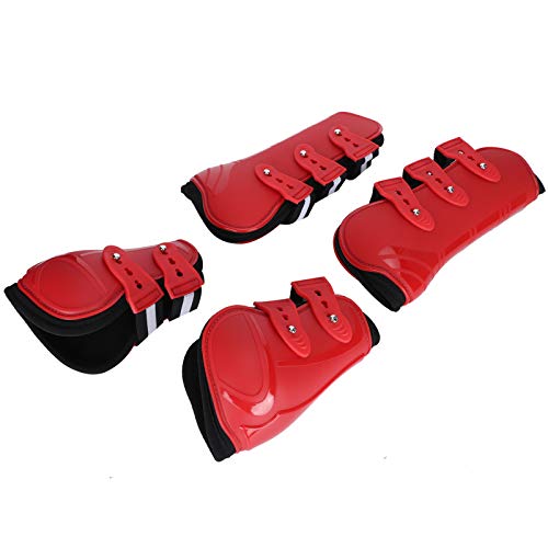 Shanrya Hindernis Pferdebeinschutz, verdickter vorderer hinterer Beinschutz Leichtgewichtiger Verstellbarer Pferdebeinschutz Atmungsaktiv(Set of red, XL) von Shanrya
