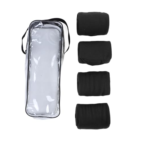 Cerlyiont Polo-Beinbandagen-Set für e, weiche Fleece-Polo-Wraps, Reitbeinbandage, Polo-Wraps für e, für ebeinbandagen, Stallbedarf, Reitstiefel, ebeinschutz (Schwarz) von Cerlyiont