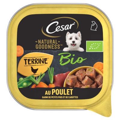 CESAR Natural Goodness Bio Terrine mit Huhn, gefüllt mit Erbsen und Karotten, für Erwachsene Hunde, 100 g von Cesar
