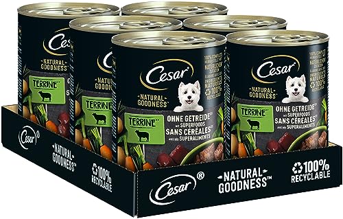 CESAR Premium Hundenassfutter in der Dose - NATURAL GOODNESS - Dose mit Lamm 6 x 400g von Cesar