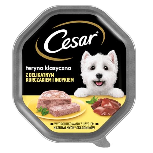 Cesar Klassik-Terrine Nassfutter für ausgewachsene Hunde mit zartem Huhn und Truthahn, Schale 6 x 150g von Cesar