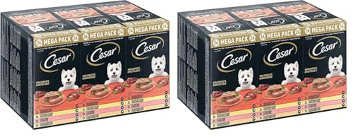 Cesar Megapack Klassik-Terrine - Hundenassfutter in der Schale - 4 Varietäten im Multipack - 24 x 150g (Packung mit 2) von Cesar
