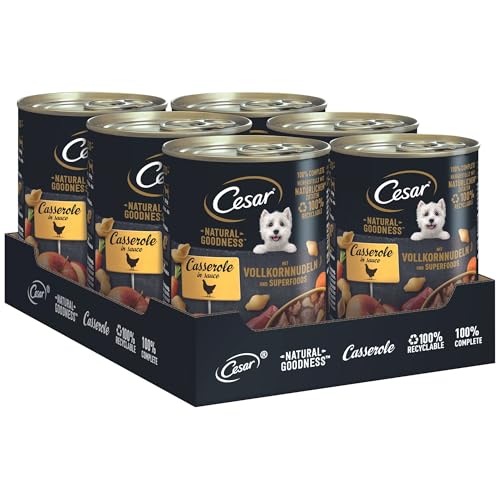 Cesar NATURAL GOODNESS Premium Hunde Nassfutter in der Dose Casserole in Sauce mit Huhn und Superfoods 6x400g von Cesar