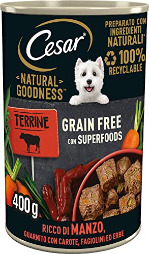 Cesar Natural Goodness Nassfutter für Hunde mit Rind und Gemüse, 6 Dosen à 400 g, insgesamt 2,4 kg von Cesar