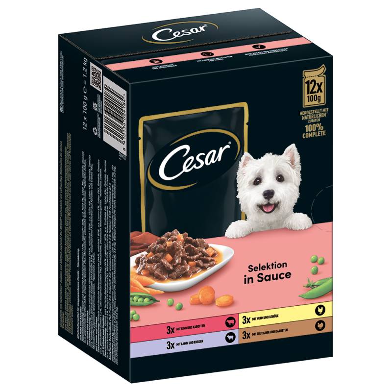 Cesar Selektion Fleisch und Gemüse in Sauce - 12 x 100 g von Cesar