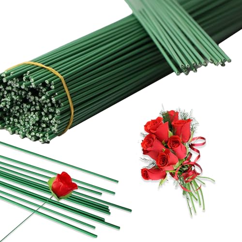 Cfcyhla Blumendraht,100 Stück Floristikdraht Grün,Blumenstieldraht Floristendraht Länge 2mm Durchmesser Blumenstäle für Blumenarrangements,DIY Blumenbouquets,Handwerk von Cfcyhla
