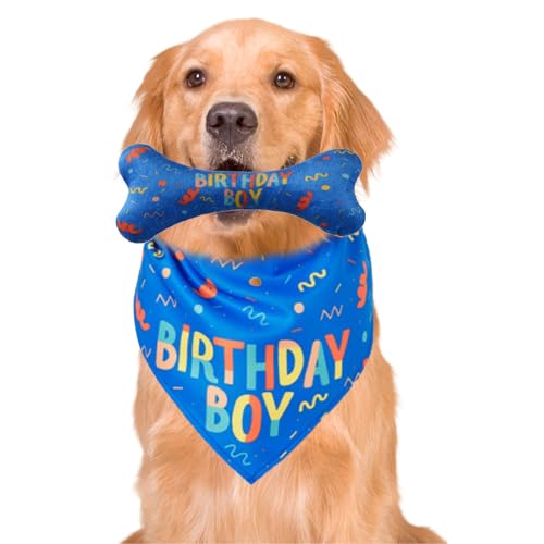 Cfcyhla Geburtstags-Halstuch-Set, Bandana für Jungen, Dreieckstuch für Hunde und Katzen (blau) von Cfcyhla