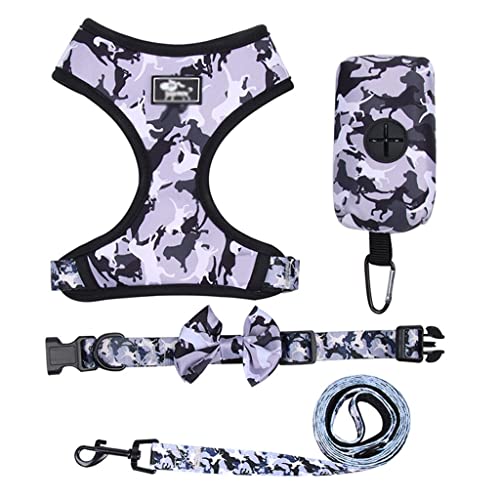 Camouflage-Hundegeschirr, Weste, Leine und Halsband-Set für kleine Hunde, Verstellbarer Brustgurt für Haustiere, Zubehör für französische Bulldoggen von Cgltd