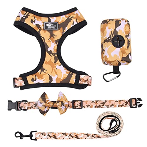 Camouflage-Hundegeschirr, Weste, Leine und Halsband-Set für kleine Hunde, Verstellbarer Brustgurt für Haustiere, Zubehör für französische Bulldoggen von Cgltd