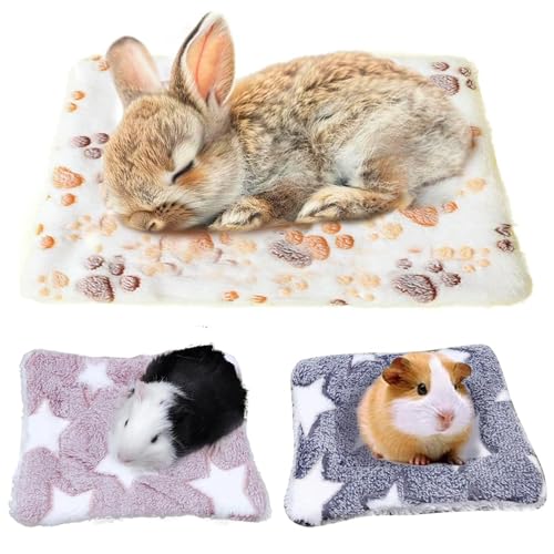 ChAusa 3 Stück Kleintier Plüschbett Warme Flauschige Plüschbett Meerschweinchen Zubehoer Plüschbett für Kleine Tiere Meerschweinchen Bett für Meerschweinchen,Hamster,Kätzchen(Zwei Größen) von ChAusa