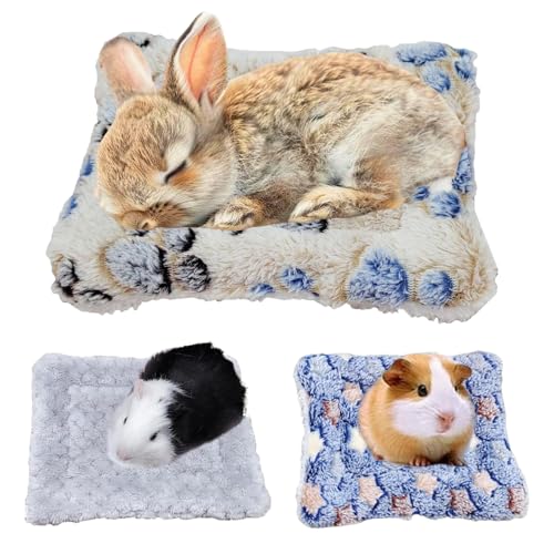 ChAusa Meerschweinchenbett, 26 x 33 cm/15 x 20 cm, Plüschmatte, waschbar, flauschig, Meerschweinchenbett, Matte für Kaninchen, Hamster, Igel (Hellbraun, Marineblau, Grau), 3 Stück von ChAusa