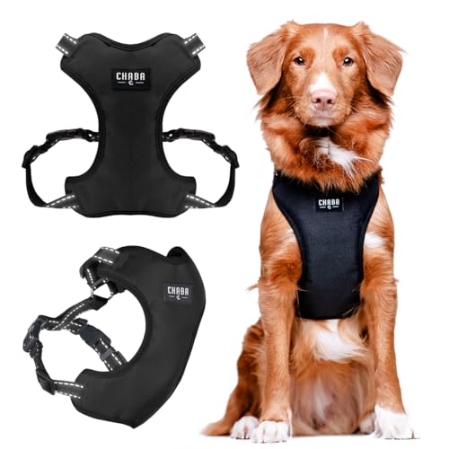 Chaba Guard Hundegeschirr Kleine Hunde Welpengeschirr Anti Zug & Würgen No Pull Reflektierendes Brustgeschirr Geschirr Hund Wandern Atmungsaktiv Verstellbar Soft Weich Komfortabel Leicht S SCHWARZ von Chaba