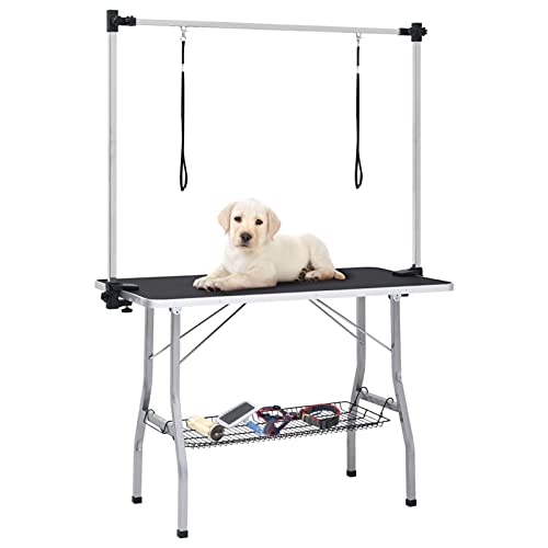 Chaduof Verstellbarer Trimmtisch für Hunde mit 2 Schlaufen und Korb, Hundefriseur Tisch, Frisiertisch Hund, Hundefriseur, Hunde Blower, Hundefriseur Zubehör, Chaduof Verstellbarer Trimmtisch für Hunde mit 2 Schlaufen und Korb, Hundefriseur Tisch, Frisiertisch Hund, Hundefriseur, Hunde Blower, Hundefriseur Zubehör, von Chaduof