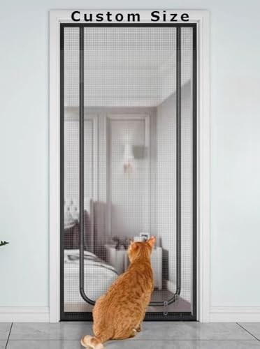 Chaexii Maßgeschneiderte Größen Fliegengitter Tür Katzensicher Fliegengitter Tür Selbstklebendes Türgitter für Französische Türen/Glasschiebetüren/Terrassentüren von Chaexii