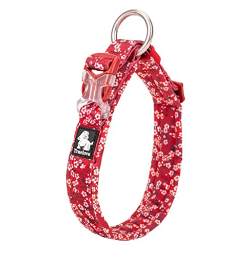 Chai's Choice - Premium Hundehalsband – weiches, gepolstertes Hundehalsband für große, mittelgroße und kleine Hunde – passendes Geschirr und Leine erhältlich (Größe M, Blumenrot) von Chai's Choice