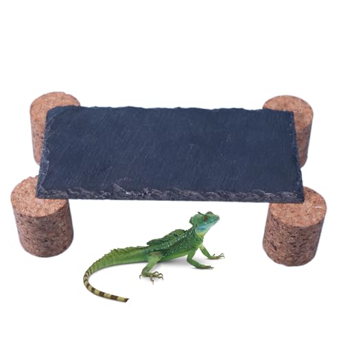 Chaies Bartagame Sonnenplatz Fels - Mit Kork-Pflock Reptilien Sonnenstein | Feuchtigkeitsbeständiges Ruhe- Kletter- Versteck Habitat Für Geckos Schildkröten Schlangen Echsen von Chaies