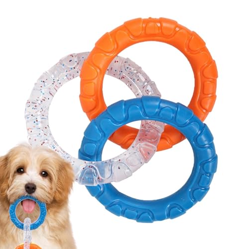 Chaies Kauspielzeug für Hunde, Zahnspielzeug für Welpen,Interaktives Kau- und Quietschspielzeug für Hunde - Kauspielzeug-Ring zur Zahnreinigung, unzerstörbares Hundespielzeug für kleine, mittelgroße von Chaies