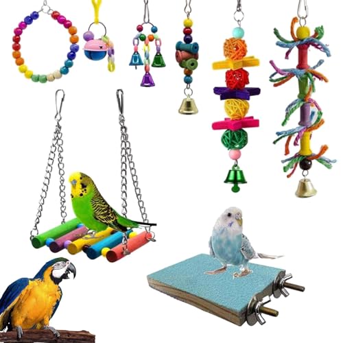 Chaies Kauspielzeug für Vögel, Spielzeug für Vögel, Sittiche, Nymphensittiche, 8-teiliges Kauspielzeug für Vögel, Futtersuche, Schredder-Spielzeug-Set, Mehrfarbiges Papageienkäfig-Beißspielzeug, Chaies Kauspielzeug für Vögel, Spielzeug für Vögel, Sittiche, Nymphensittiche, 8-teiliges Kauspielzeug für Vögel, Futtersuche, Schredder-Spielzeug-Set, Mehrfarbiges Papageienkäfig-Beißspielzeug, von Chaies