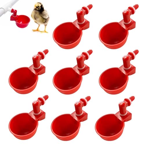 Chaies Wachteltränkebecher, Automatische Geflügeltränke - 8-teiliges Geflügel-Trinkbecher-Set für Hühner,Geflügeltrinksystem Entenwasserbecher für Wachteln, Hühner von Chaies