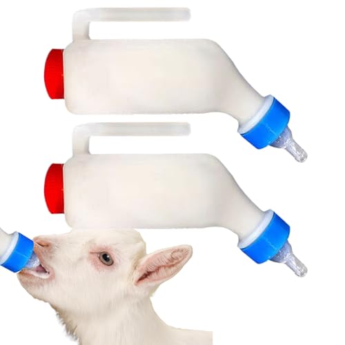 Chaies Ziegenfütterungsflaschen - Zwei Flaschen Für Lämmchen,Tierpflegebedarf Mit Skala Und Griff Für Ziege Schaf Welpe Kleintiere von Chaies