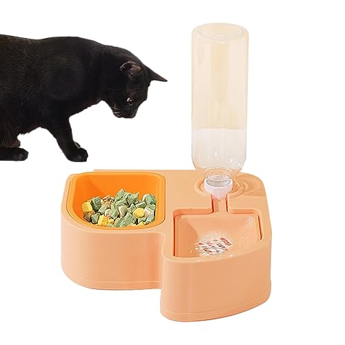Katzennapf-Set | Nachfüllbarer Wasser- und Futternapf für Haustiere mit Wasserspenderflasche | 500 ml Abnehmbarer Katzenfutternapf, multifunktionaler Futternapf für kleine oder mittelgroße Chaies von Chaies