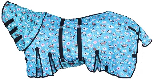 73162 Pferde Light Summer Spring Airflow Mesh Neck Turquoise Horses 73162 von Challenger