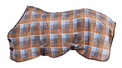 CHALLENGER 43EE12 Pferdedecke, 183 cm, weiches Fleece, konturiert, robust, Feuchtigkeitstransport, Hellbraun / Orange von Challenger