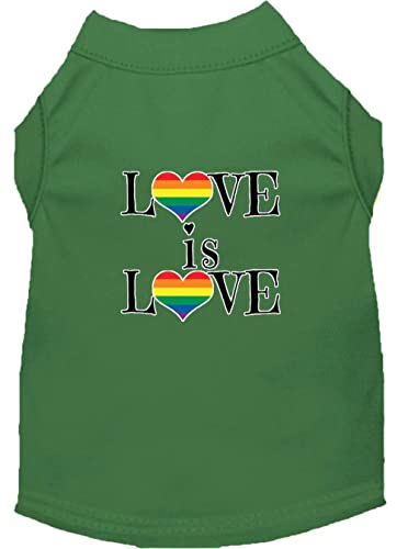 Love is Love Screen Print Dog Shirt Green Sm von Champion