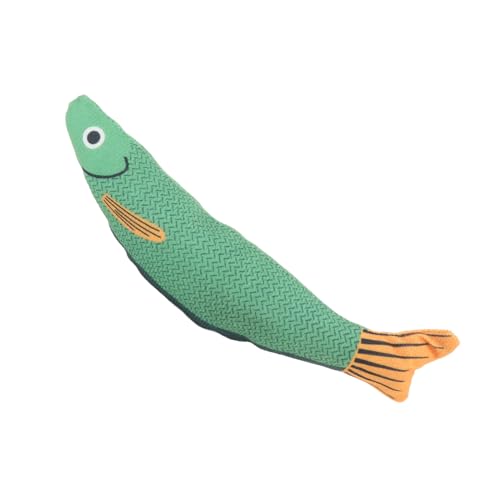 Changor Katzenspielzeugfisch, Katzenministerspielzeug, Interaktives Kätzchen -Training, Leuchtende Farben, Simulation Fischform Flauschige Katzenminze Doll Zum Training und Spielen (Grün) von Changor