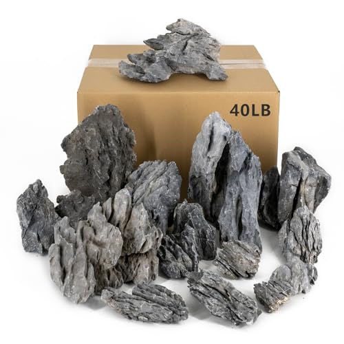 ChaoLeHo Naturschiefer-Stein, Felsen für Aquarien, Landschaftsbau, Modell-Tank-Dekoration, Aquarium-Miniatur (5,1–25,4 cm), Seiryu-Stein) von ChaoLeHo
