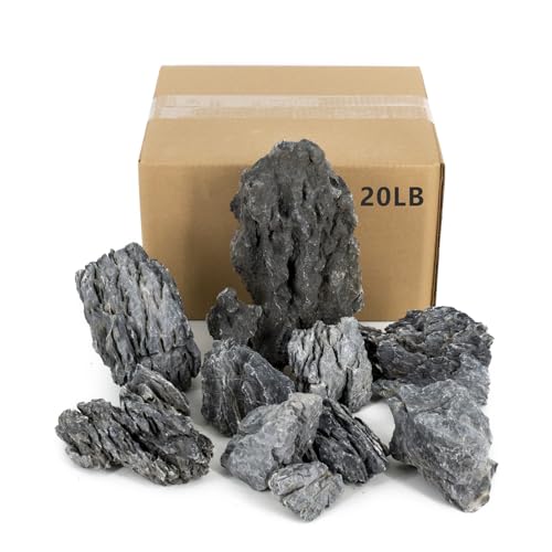 ChaoLeHo Naturschiefer-Stein, Felsen für Aquarien, Landschaftsbau, Modell-Tank-Dekoration, Aquarium-Miniatur (9 kg (5,1–20,3 cm), Seiryu-Stein) von ChaoLeHo