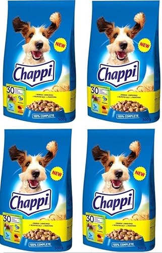 Chappi Trockenfutter mit Geflügel und Gemüse für ausgewachsene Hunde Aller Rassen, 4 x 500g (4er Pack) von Chappi