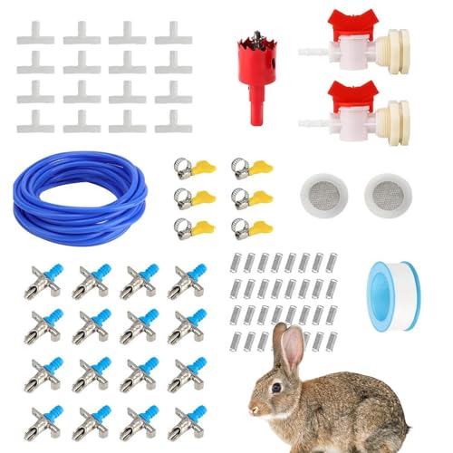 Chdnhe Bunny Tränksystem, 16 Stück Hühner Tränkeset Mit 10 Meter Schlauch, Auslaufsicherer Tränkensatz Für Käfige Kleintiere Kaninchen Hamster Frettchen von Chdnhe