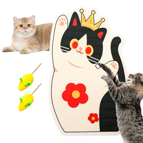 Chdnhe Kratzbretter Für Indoor Katzen | Klebepads Vertikaler Kratzbereich | Möbelschutz Mit Interaktivem Katzenspielzeug Zur Beschäftigung Bewegung Und Drinnenspiel von Chdnhe