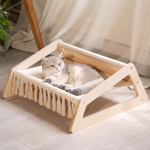 CheerPals Erhöhtes Katzenbett, Katzensofa aus Birke und Baumwollegewebe, 53 x48 cm Katzenstuhl zum Schlafen für Alle Katze, Katzenmöbel Geeignet für den Einsatz im Sommer CheerPals Erhöhtes Katzenbett, Katzensofa aus Birke und Baumwollegewebe, 53 x48 cm Katzenstuhl zum Schlafen für Alle Katze, Katzenmöbel Geeignet für den Einsatz im Sommer von CheerPals