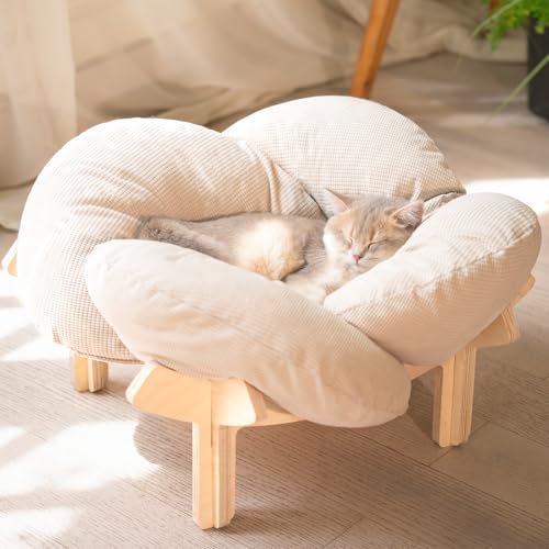 CheerPals Erhöhtes Katzenbett Blumenform, 55cm L&W Großes Katzensofa, Stilvoll Katzenstuhl mit Hochelastischer Weich Kissen, Katzenmöbel zum Schlafen für Alle Katze CheerPals Erhöhtes Katzenbett Blumenform, 55cm L&W Großes Katzensofa, Stilvoll Katzenstuhl mit Hochelastischer Weich Kissen, Katzenmöbel zum Schlafen für Alle Katze von CheerPals